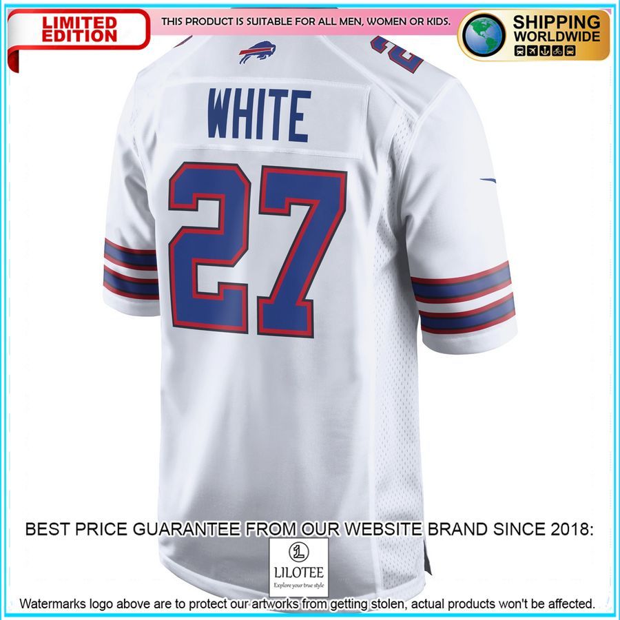 tredavious white buffalo bills white football jersey 3 438