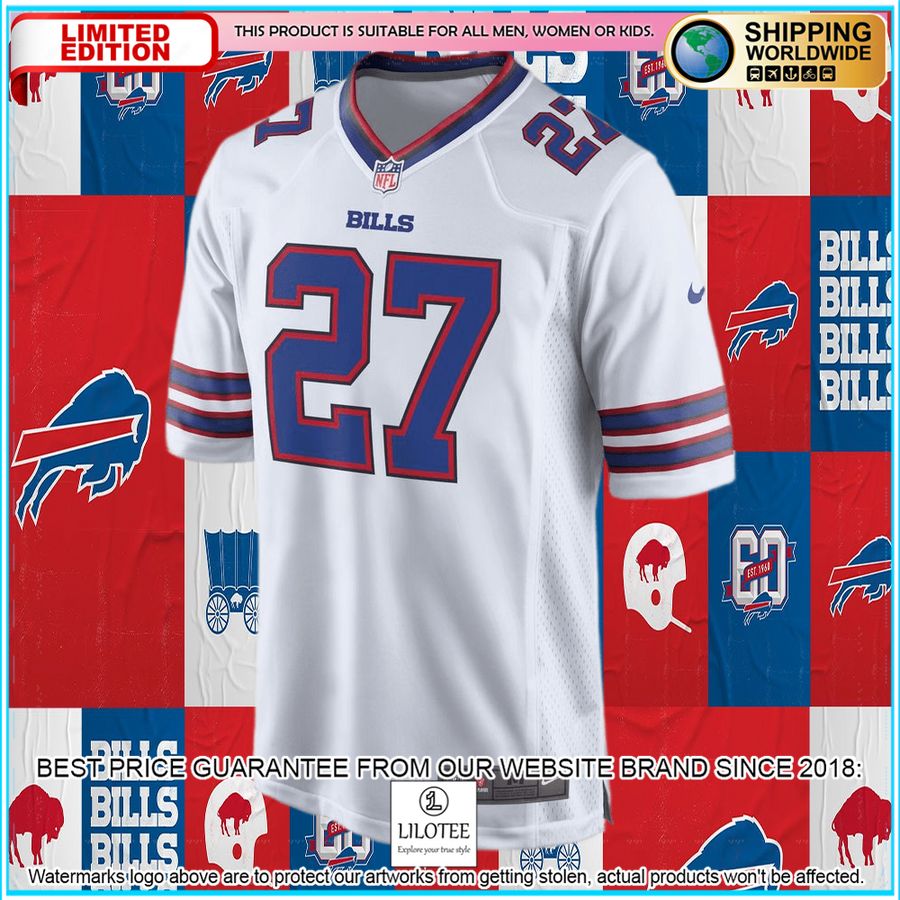 tredavious white buffalo bills white football jersey 5 222