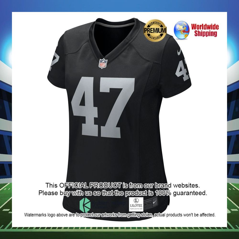trent sieg las vegas raiders nike womens game black football jersey 2 395