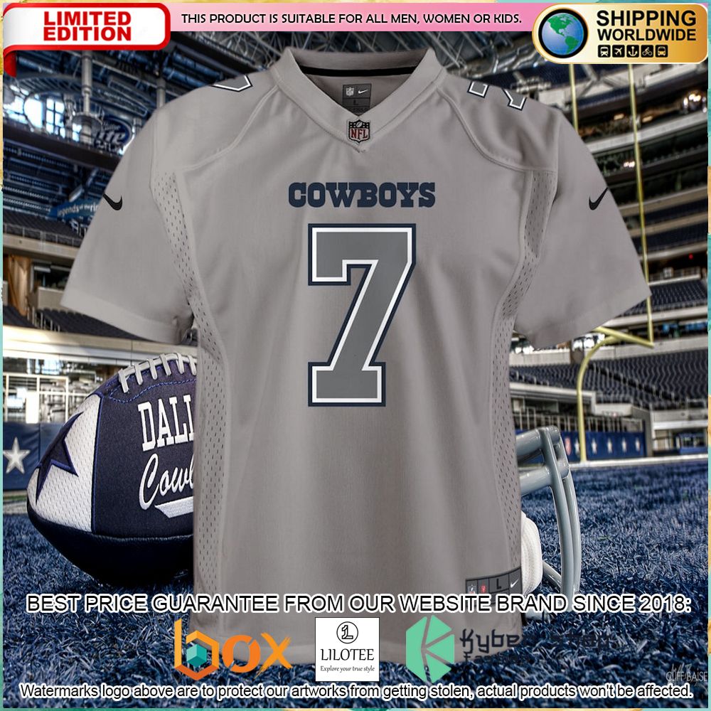 trevon diggs dallas cowboys nike youth atmosphere gray football jersey 2 368