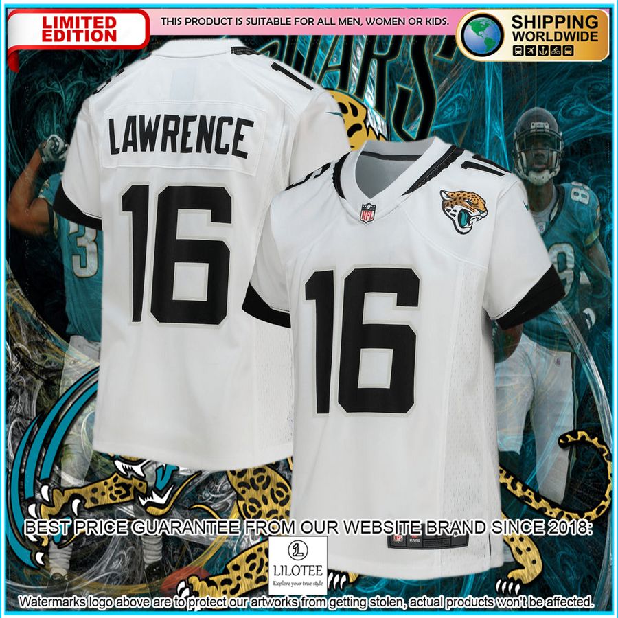 trevor lawrence jacksonville jaguars youth white football jersey 4 989