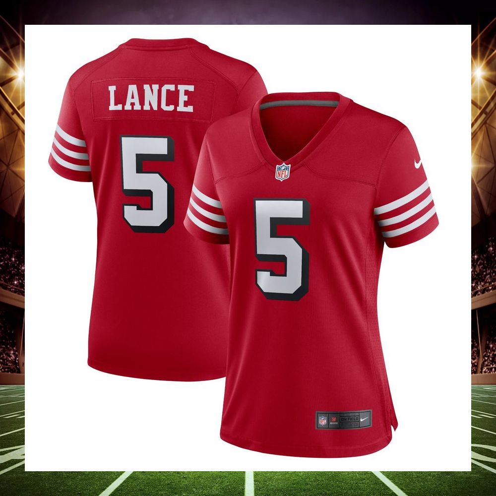 trey lance san francisco 49ers alternate scarlet football jersey 1 36