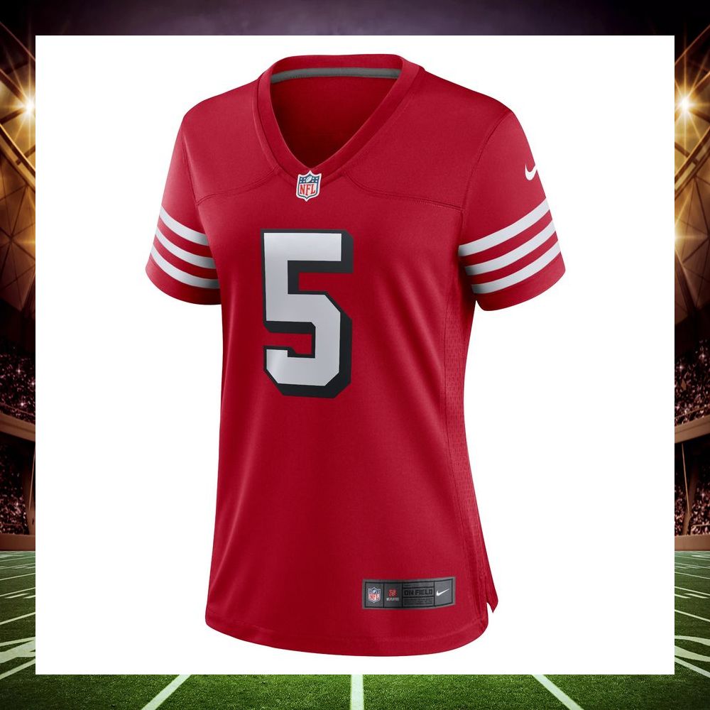 trey lance san francisco 49ers alternate scarlet football jersey 2 54