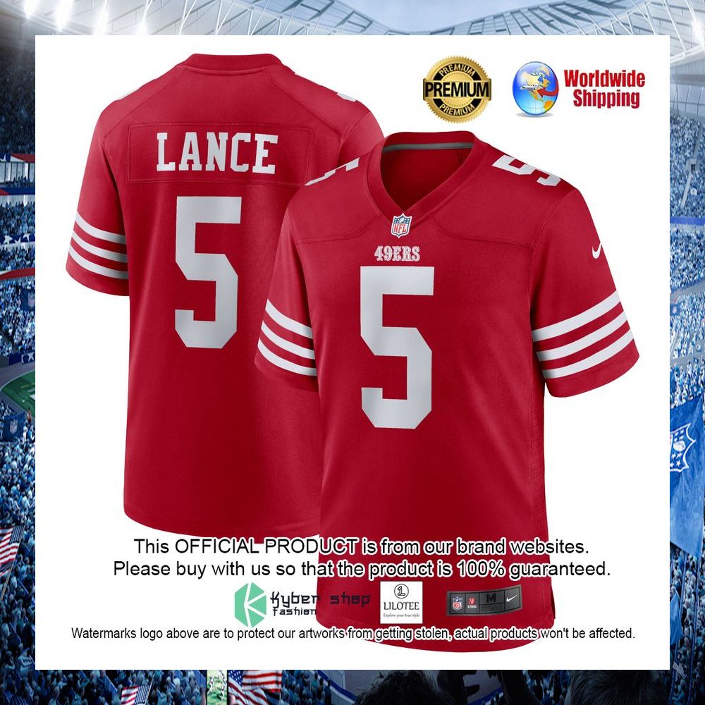 trey lance san francisco 49ers nike team scarlet football jersey 1 351