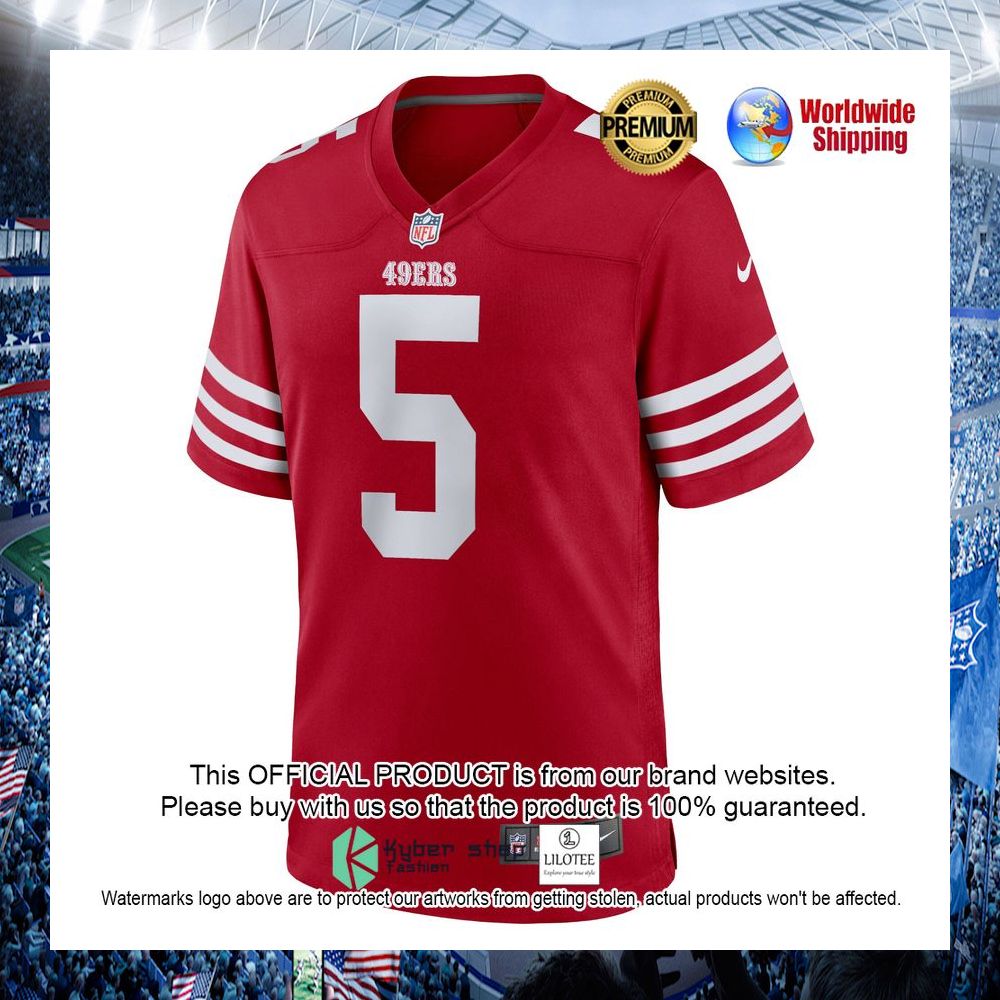 trey lance san francisco 49ers nike team scarlet football jersey 2 697
