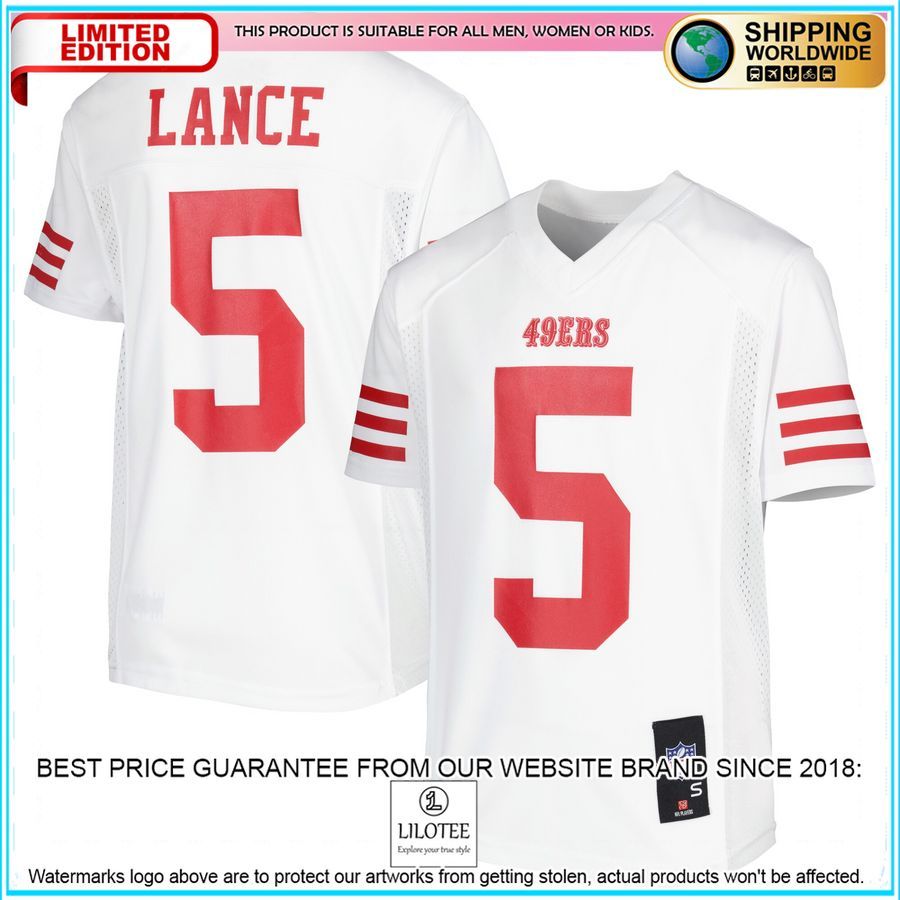 trey lance san francisco 49ers youth team replica white football jersey 1 588