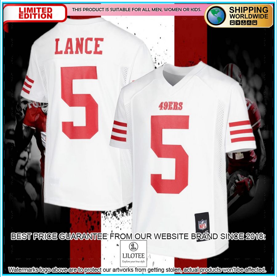 trey lance san francisco 49ers youth team replica white football jersey 4 288