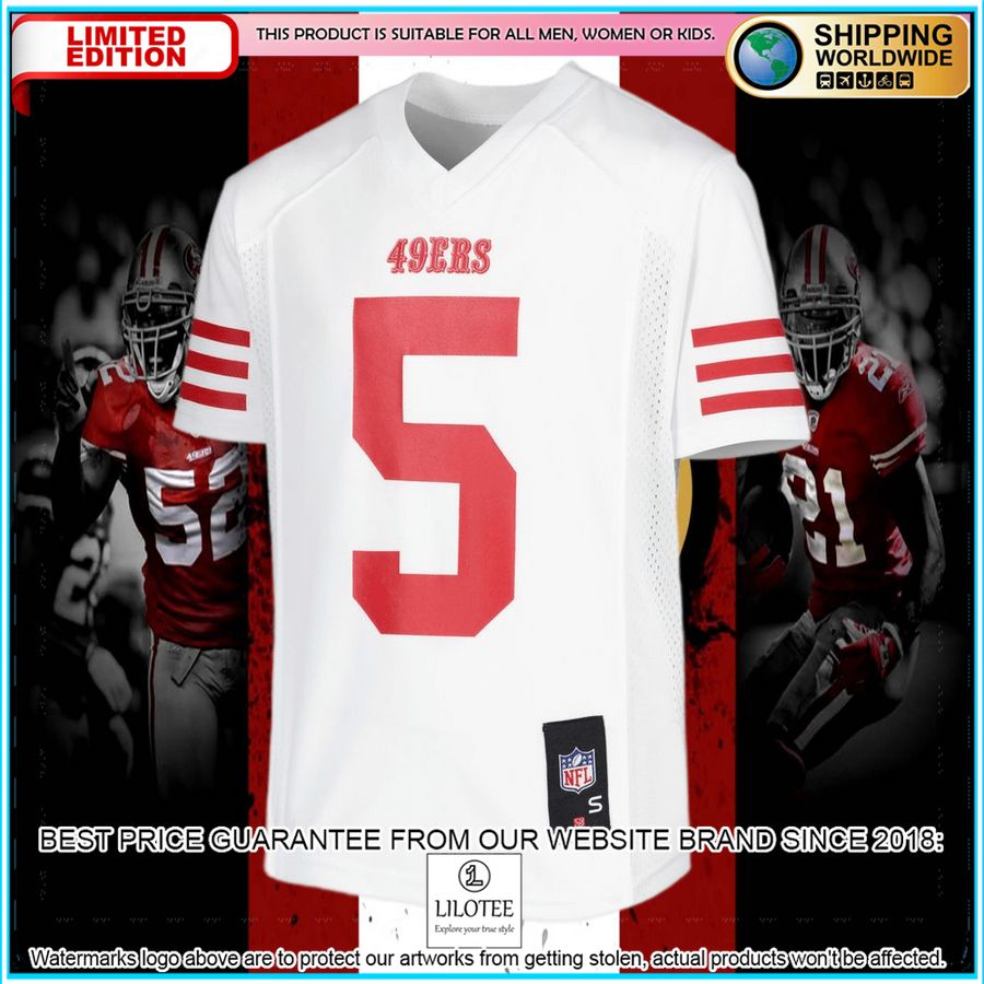 Trey Lance San Francisco 49ers Youth Team Replica White Football Jersey - LIMITED EDITION 5 trey lance san francisco 49ers youth team replica white football jersey 5 349
