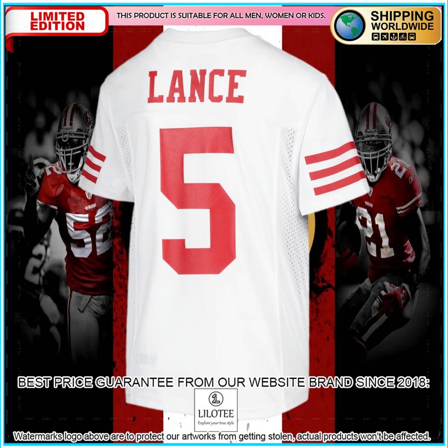 trey lance san francisco 49ers youth team replica white football jersey 6 77