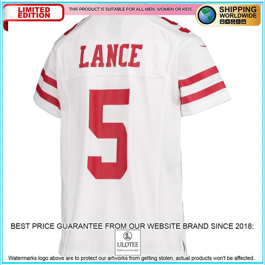 trey lance san francisco 49ers youth white football jersey 3 889