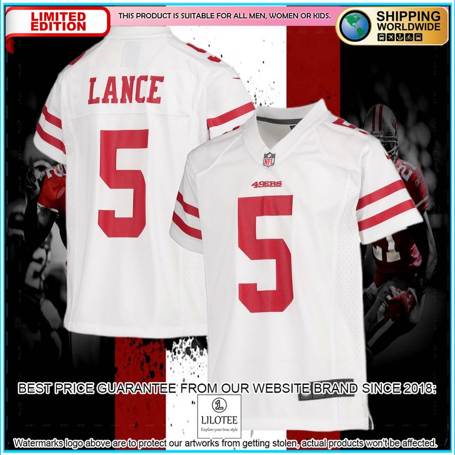 trey lance san francisco 49ers youth white football jersey 4 990