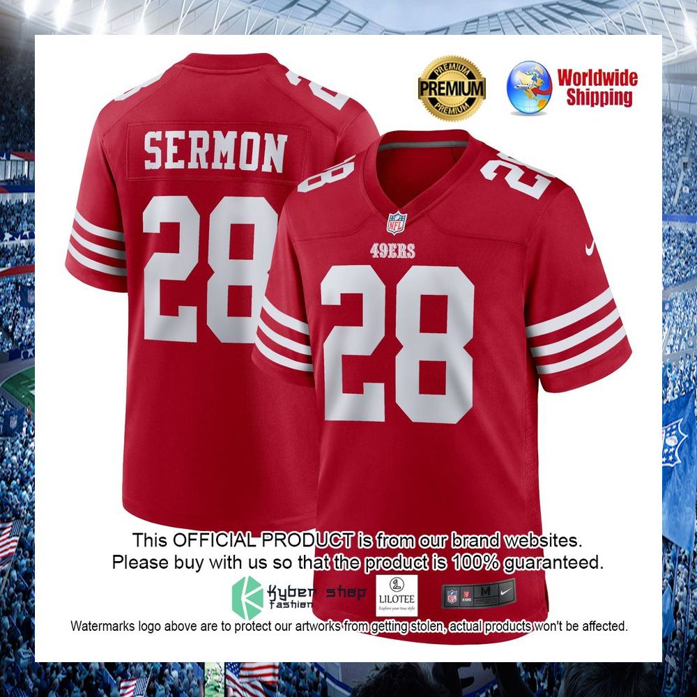 trey sermon san francisco 49ers nike scarlet football jersey 1 24