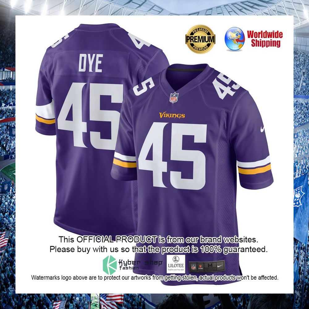troy dye minnesota vikings nike purple football jersey 1 279