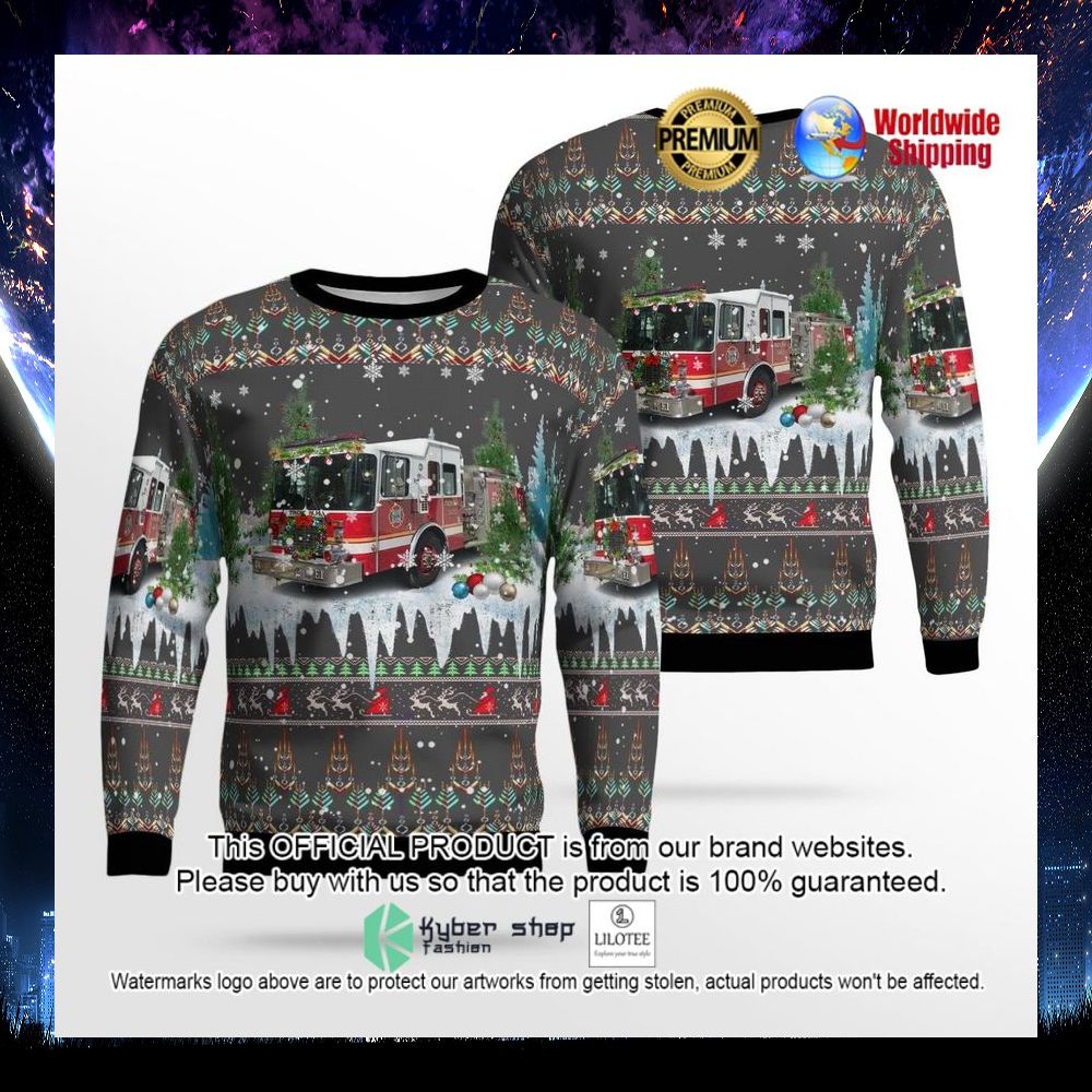 troy n h fire rescue and forest fire department ugly sweater 1 50