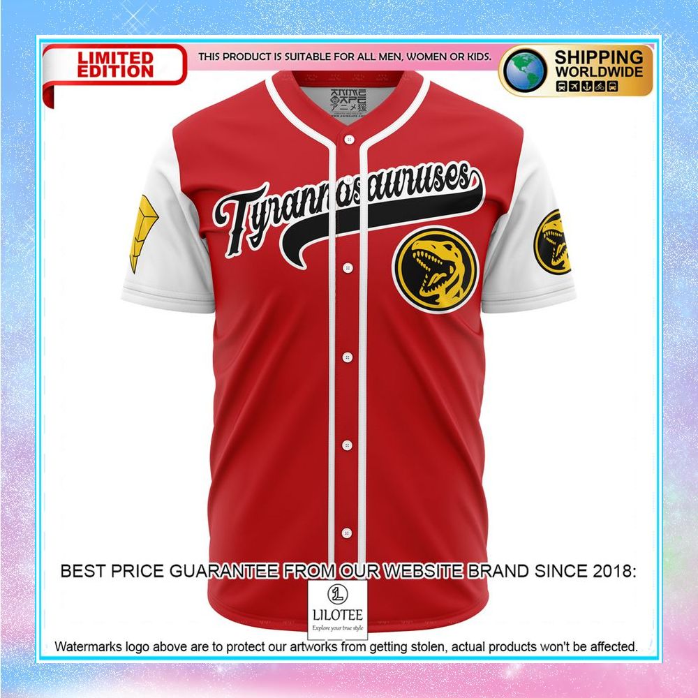 tyrannosauruses red power rangers baseball jersey 1 476