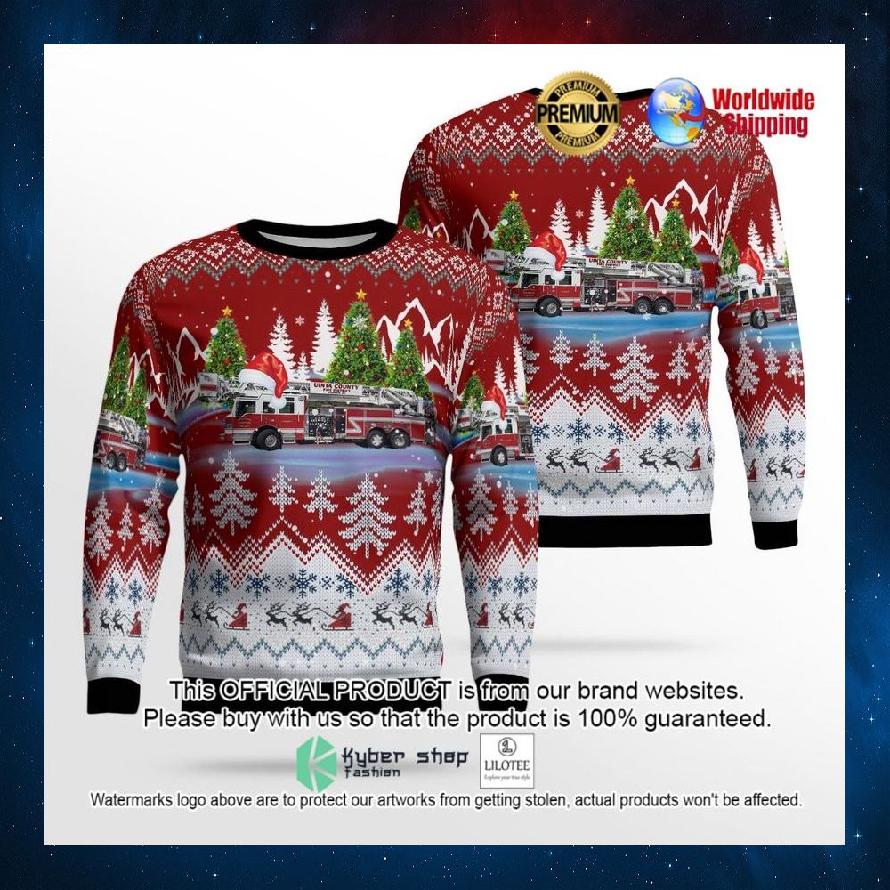 uinta county fire and ambulance evanston wyoming santa hat sweater 1 316