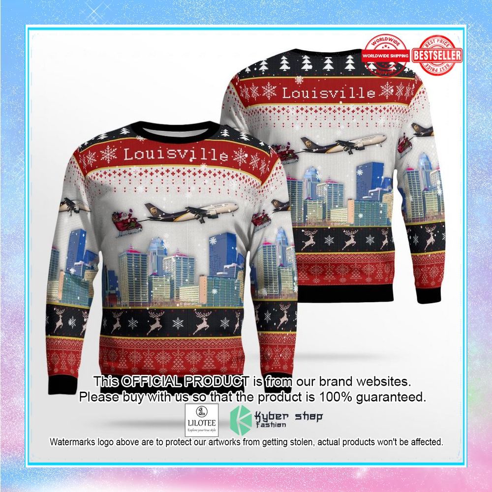 ups airbus a300f4 622r with santa over louisville christmas sweater 1 11