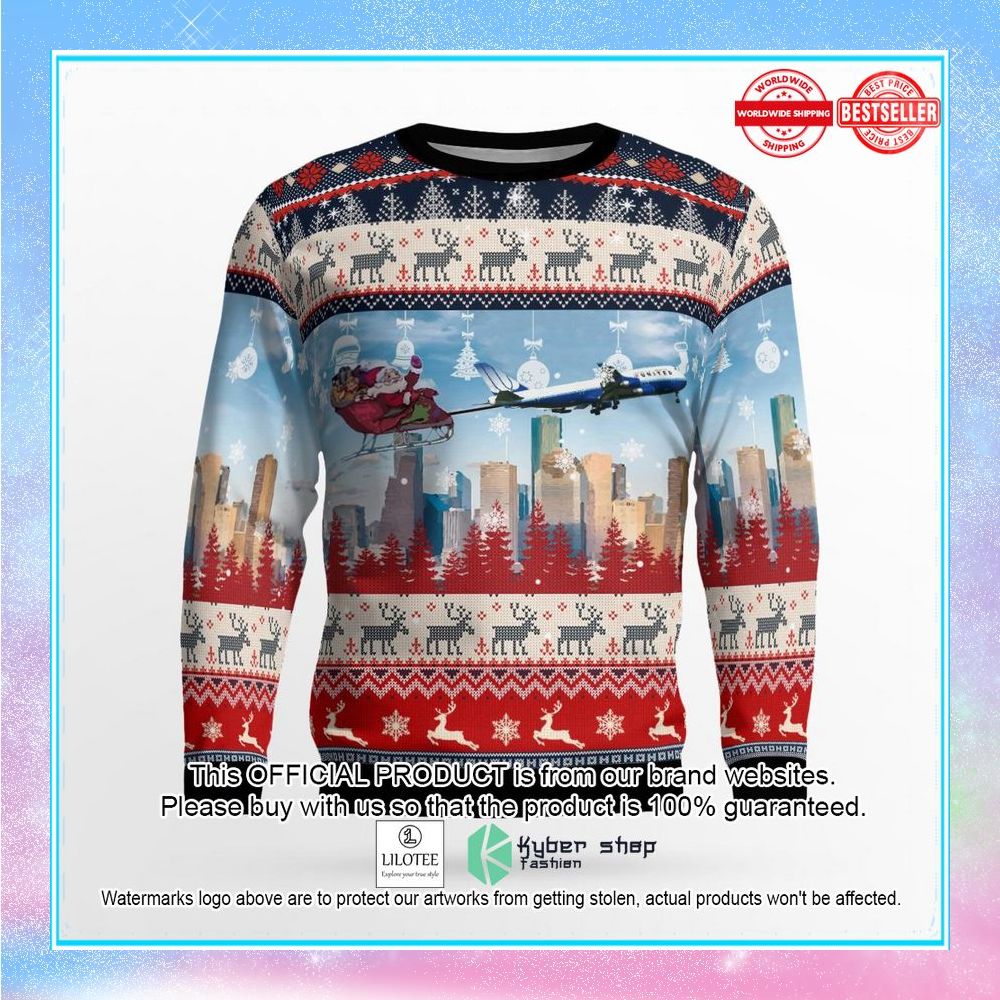 us airlines 4 boeing 747 422 with santa over houston christmas sweater 2 691