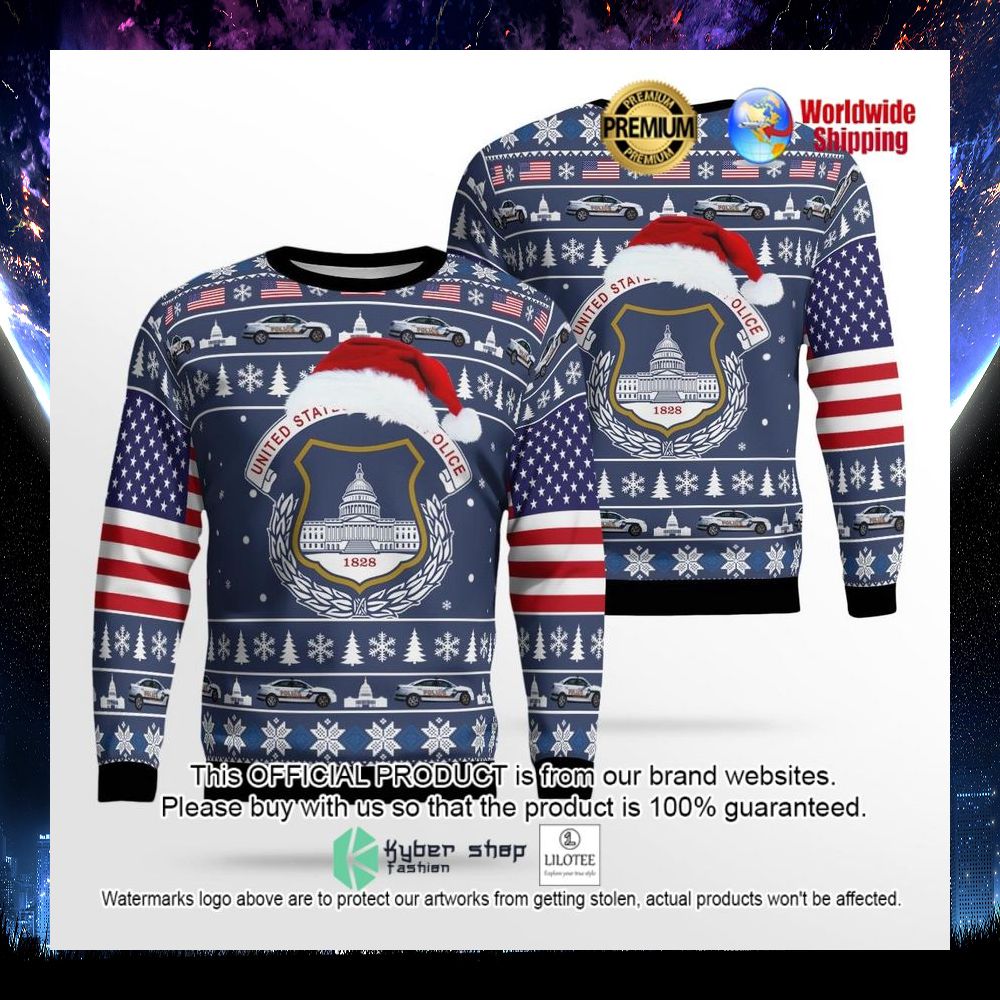 us capitol police santa hat ugly sweater 1 376