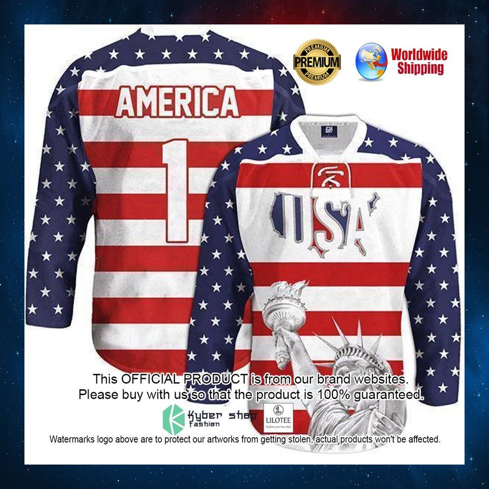 usa america statue of liberty hockey jersey 1 962