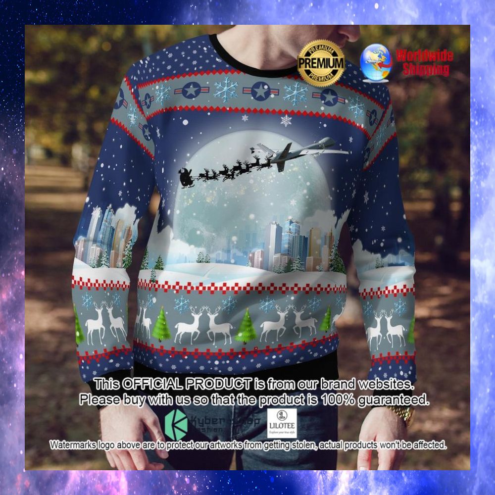 usaf general atomics mq 9 reaper santas sleigh ugly sweater 1 717