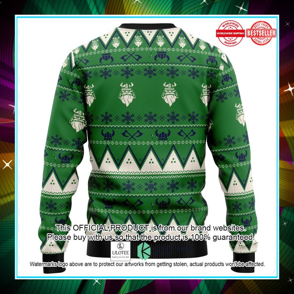 viking fa la la valhalla la green christmas sweater 2 565