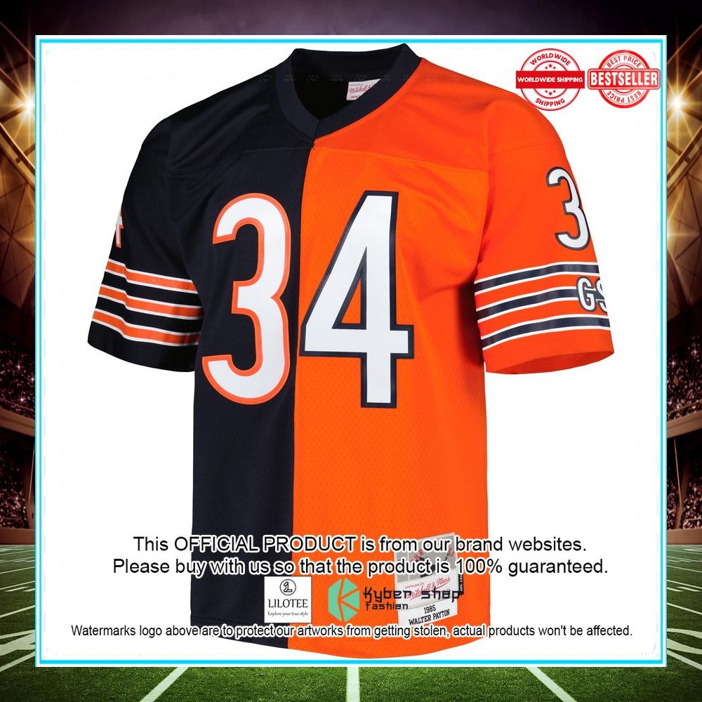 walter payton chicago bears mitchell ness 1985 split legacy replica navy orange football jersey 2 162