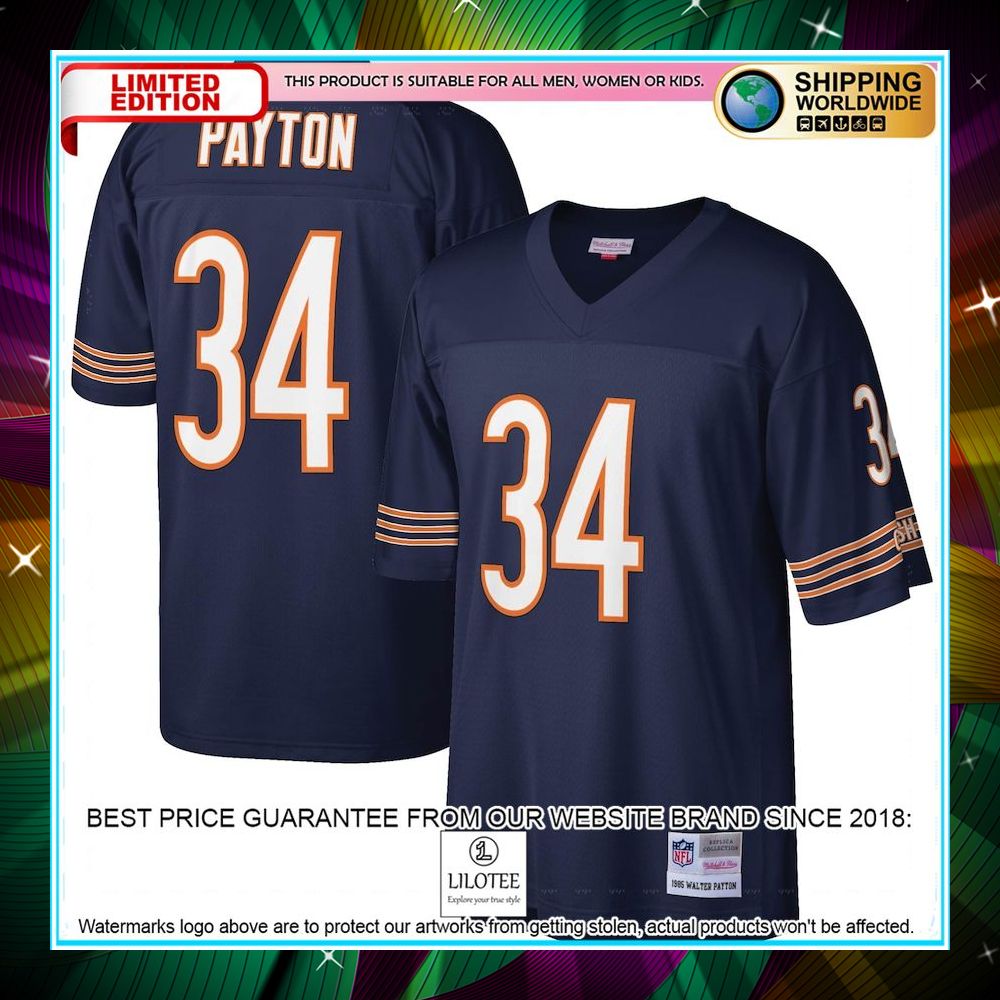 walter payton chicago bears mitchell ness legacy replica navy football jersey 1 663