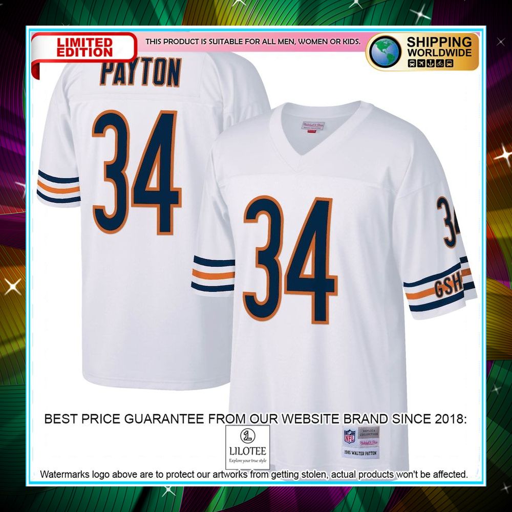 walter payton chicago bears mitchell ness legacy replica white football jersey 1 699