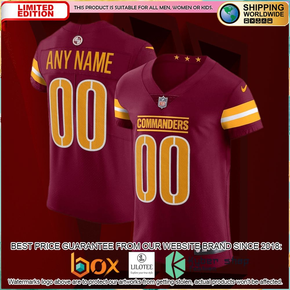 washington commanders nike vapor untouchable elite custom burgundy football jersey 1 716