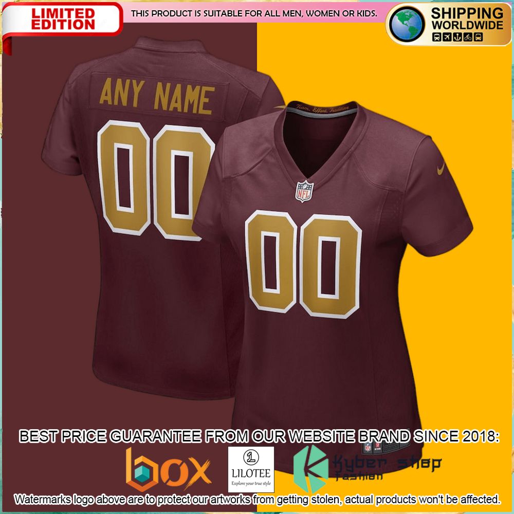 washington football team nike womens alternate custom burgundy football jersey 1 784