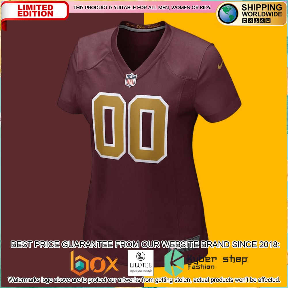 washington football team nike womens alternate custom burgundy football jersey 2 747