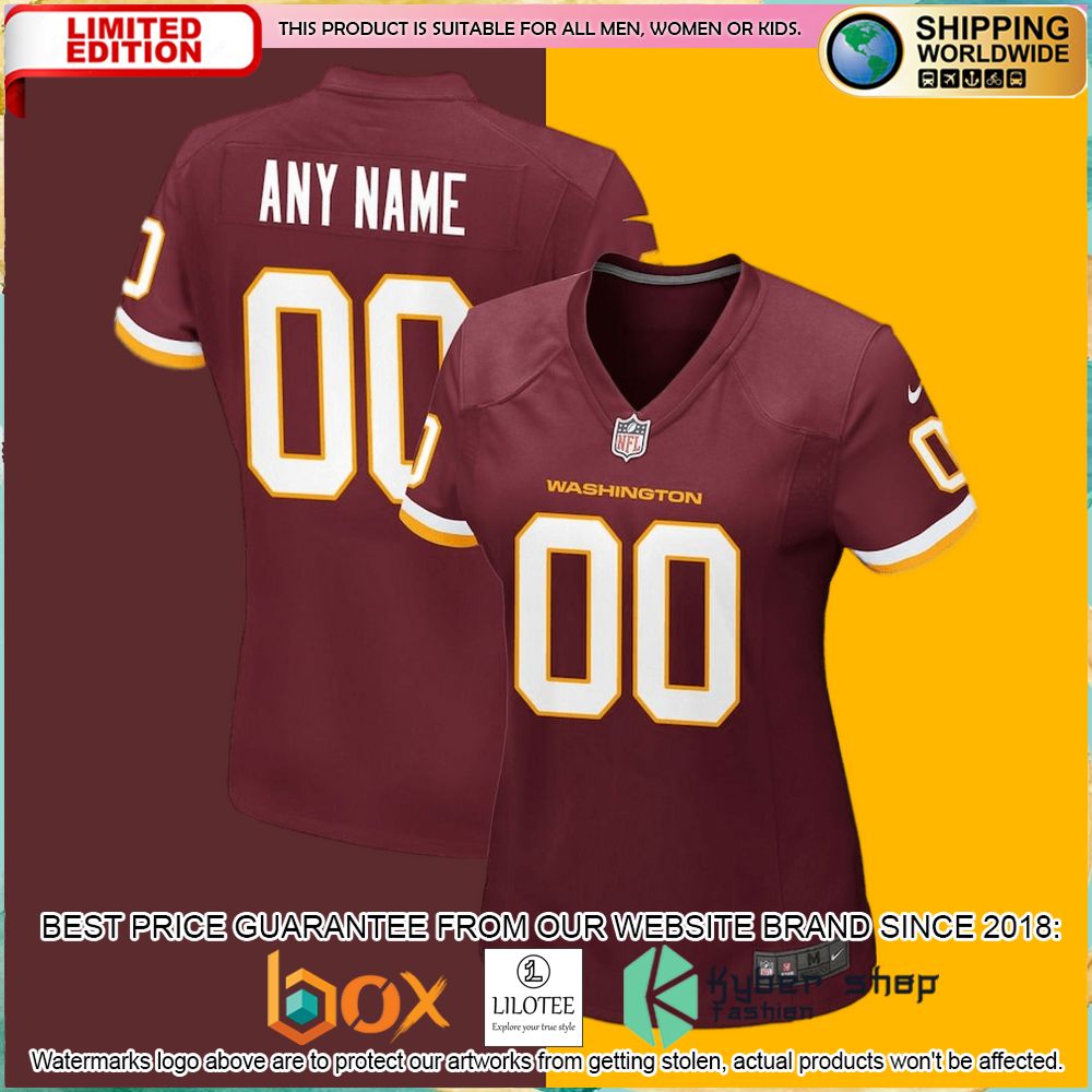 washington football team nike womens custom burgundy football jersey 1 145