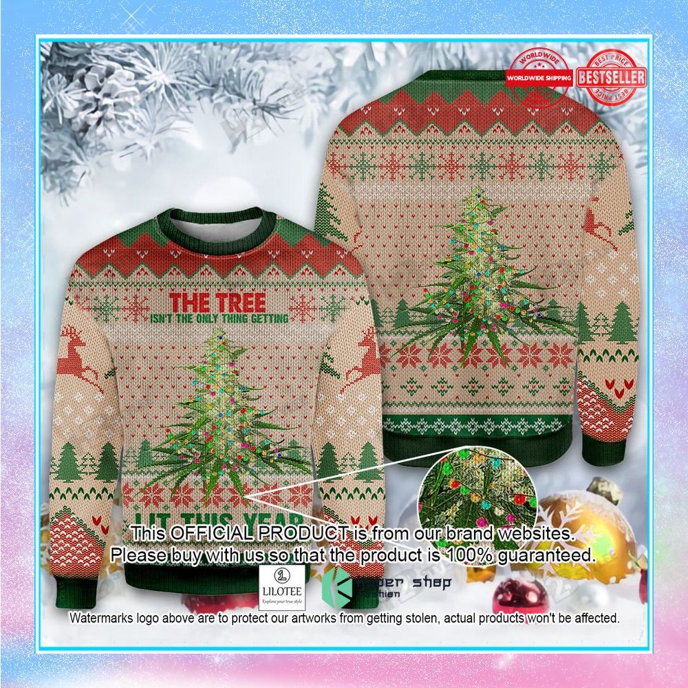 weed lit this year ugly christmas sweater 1 67 1