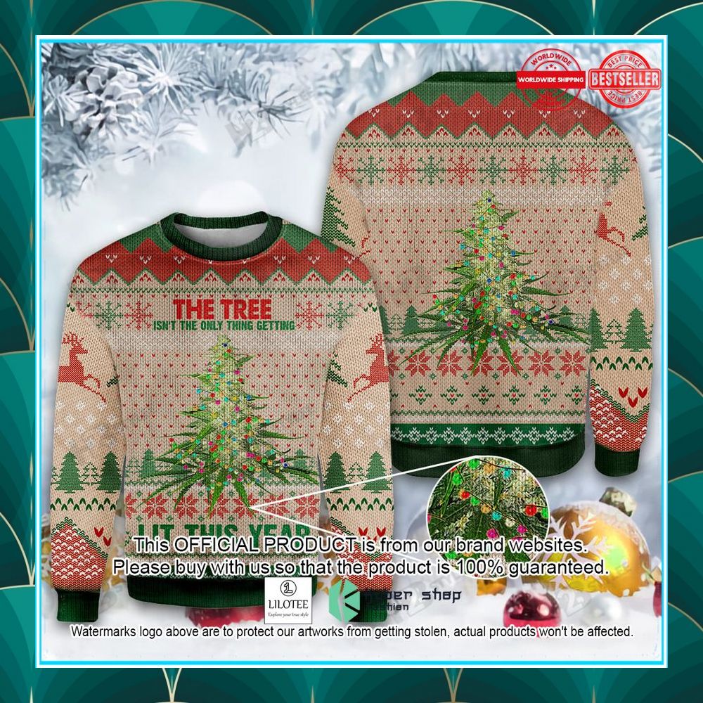 weed lit this year ugly christmas sweater 1 704
