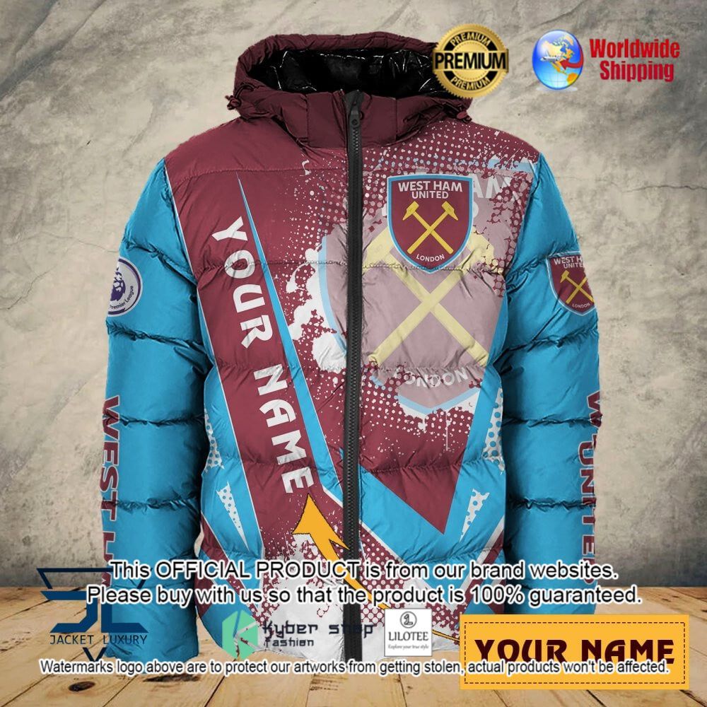 west ham united fc custom name 3d puffer down jacket bomber jacket 1 682