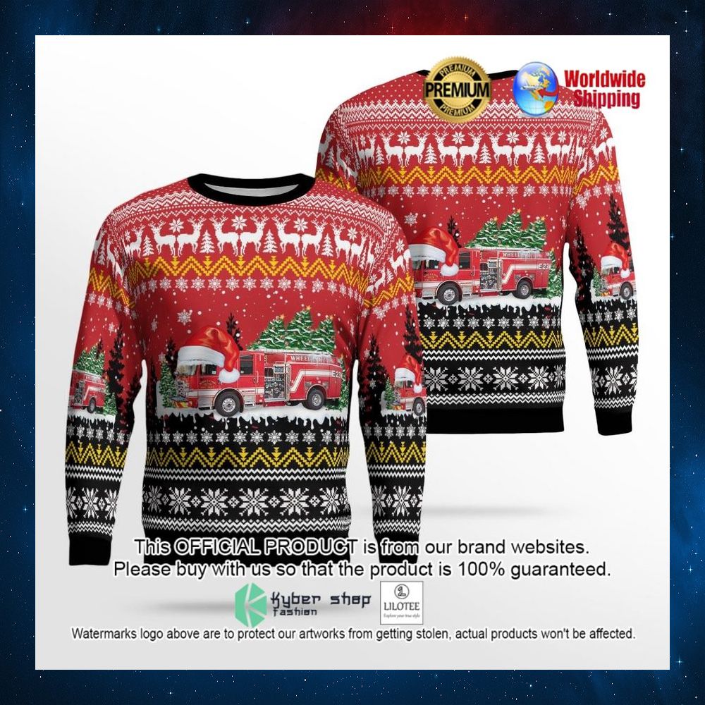 wheeling illinois wheeling fire department santa hat sweater 1 733