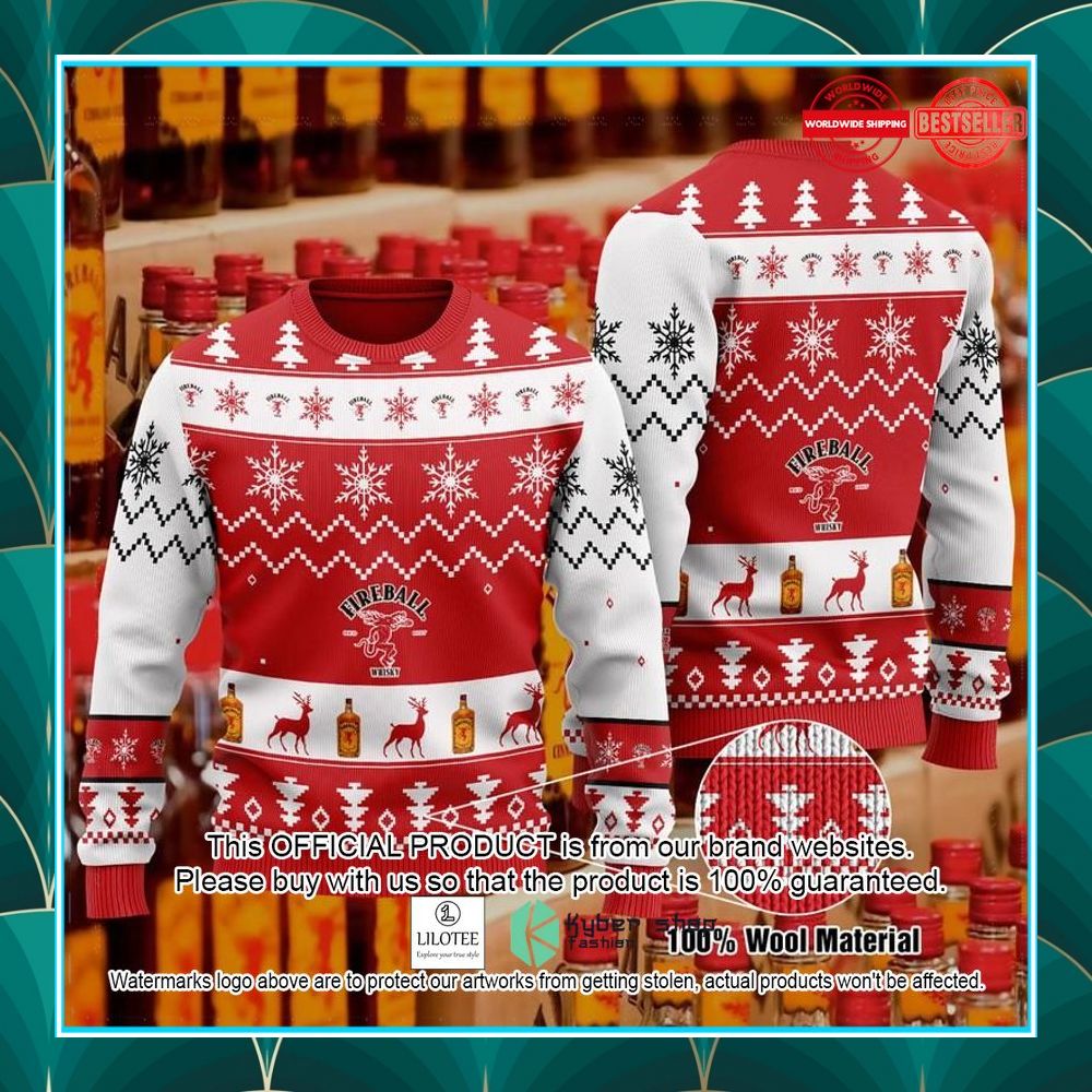 whisky fireball red ugly christmas sweater 1 123