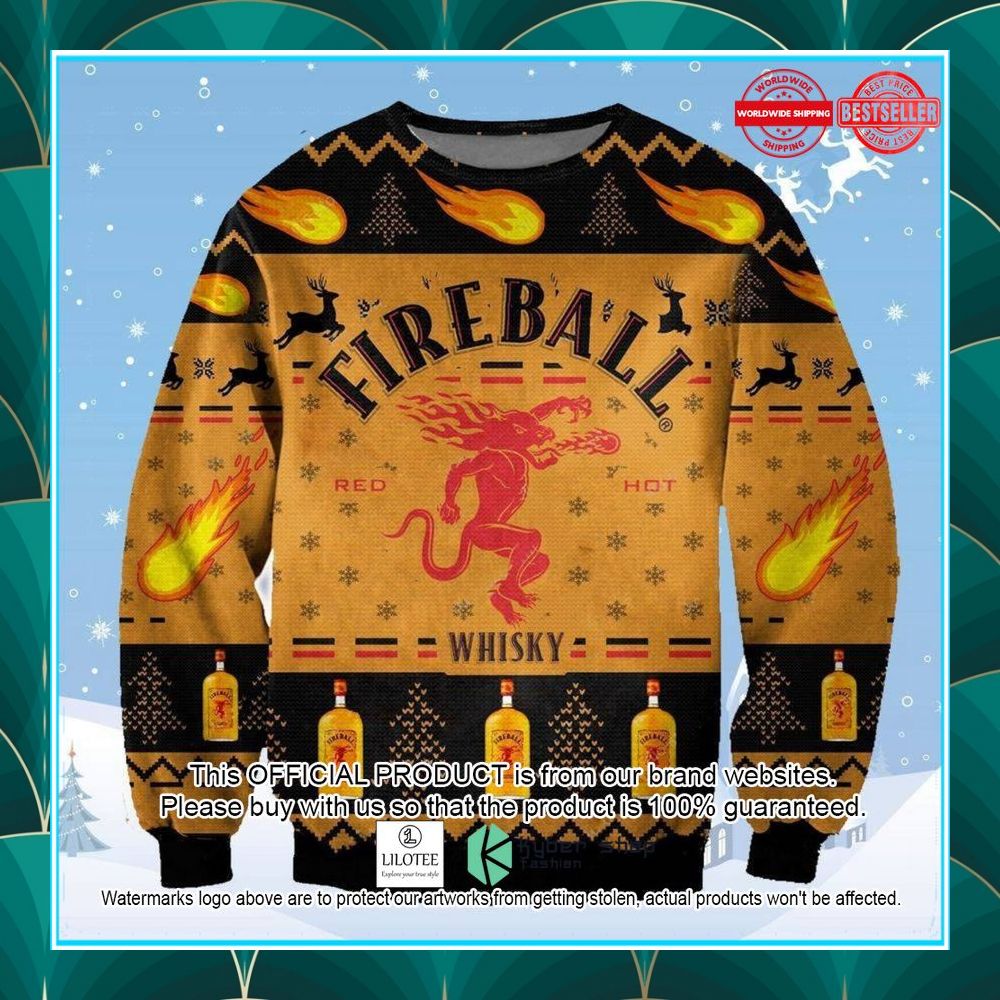 whisky fireball ugly christmas sweater 1 840