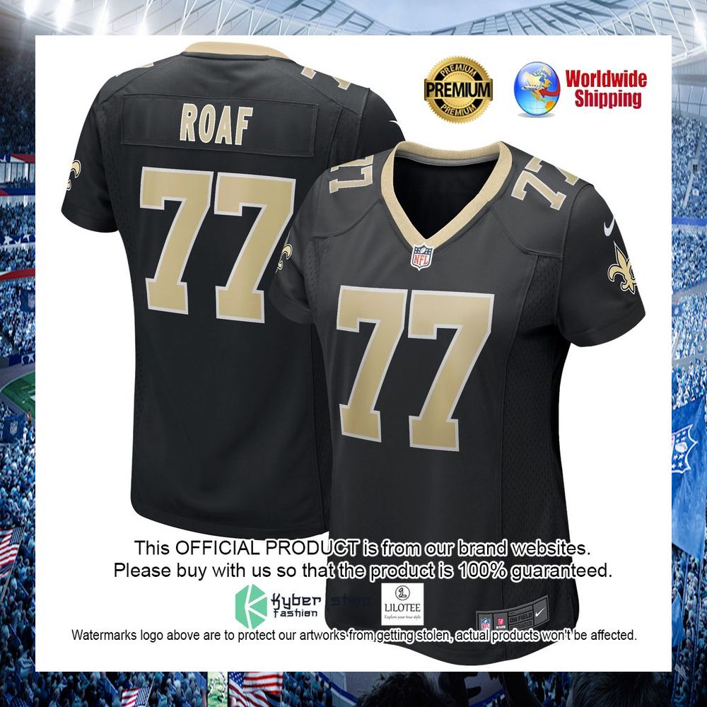 willie roaf new orleans saints nike womens retired black football jersey 1 76