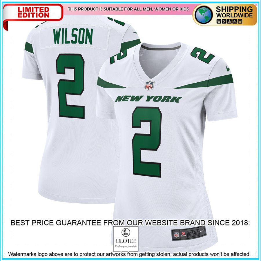 zach wilson new york jets womens white football jersey 1 82
