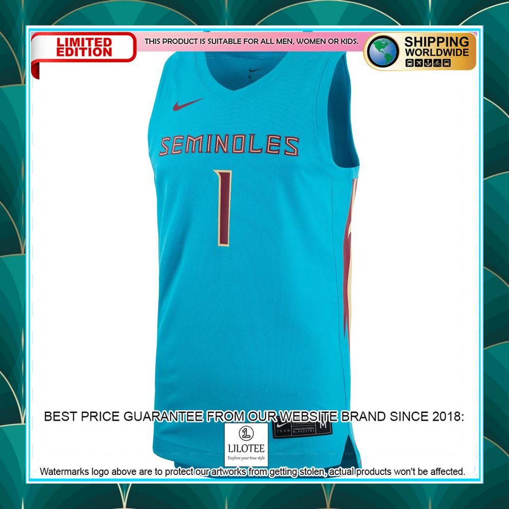 1 florida state seminoles nike team alternate replica turquoise basketball jersey 2 543