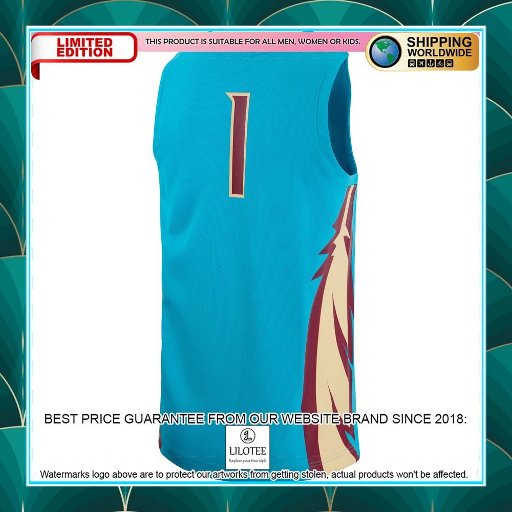 1 florida state seminoles nike team alternate replica turquoise basketball jersey 3 604