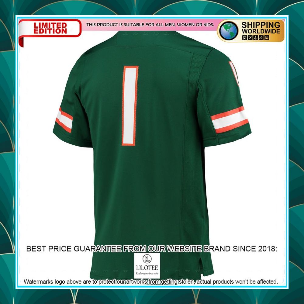 1 miami hurricanes adidas team premier green football jersey 3 387