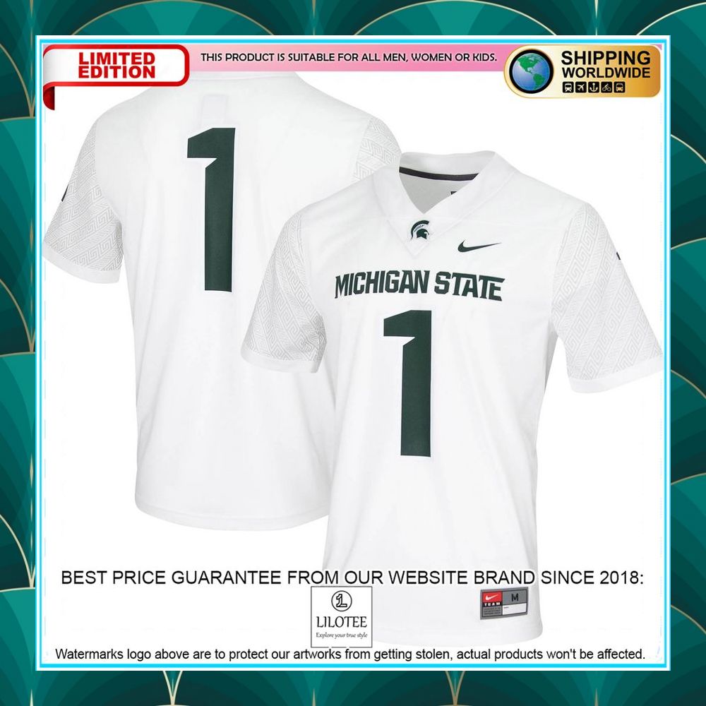 1 michigan state spartans nike white football jersey 1 534