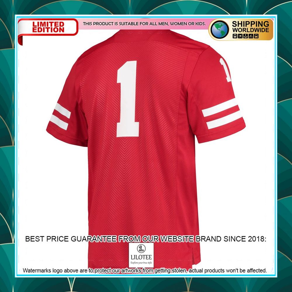 1 nebraska huskers adidas team premier scarlet football jersey 3 464