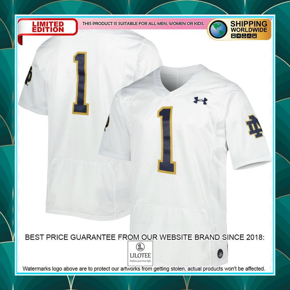 1 notre dame fighting irish under armour premier limited white football jersey 1 29