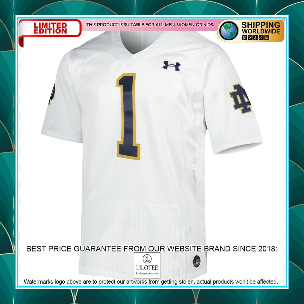 1 notre dame fighting irish under armour premier limited white football jersey 2 828