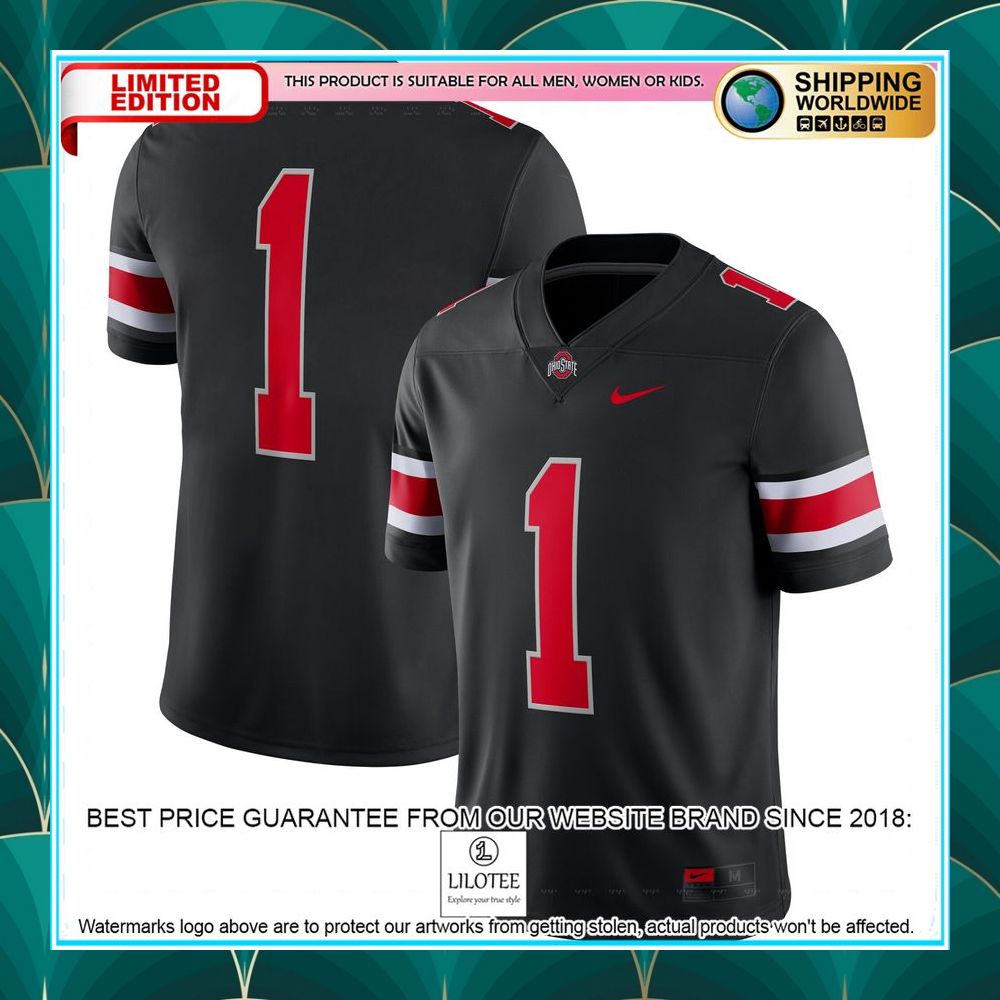 1 ohio state buckeyes nike alternate black football jersey 1 424