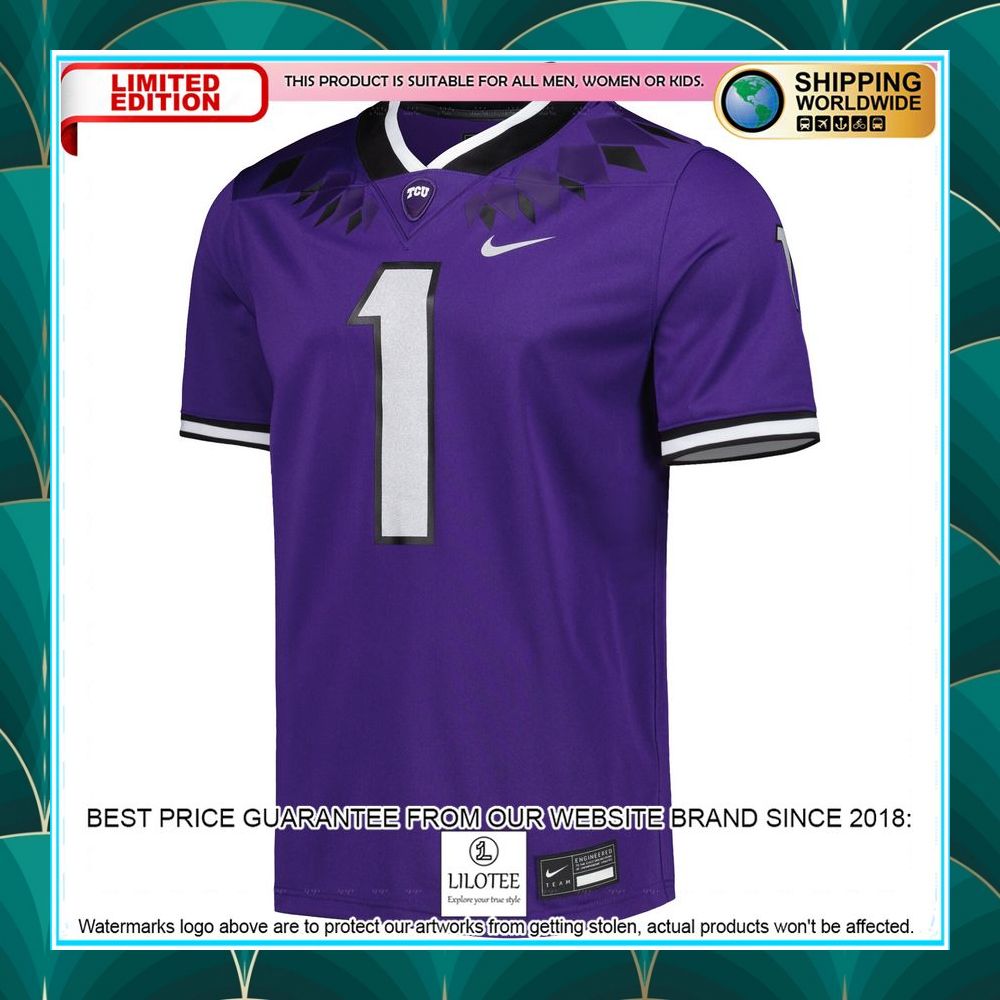 1 tcu horned frogs nike purple football jersey 2 255